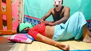 Indian husband coupled with wife having sex while wearing masks