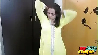 Indian Bhabhi Sonia In Yellow Shalwar Suit Getting Lay bare In Bedroom For Sex